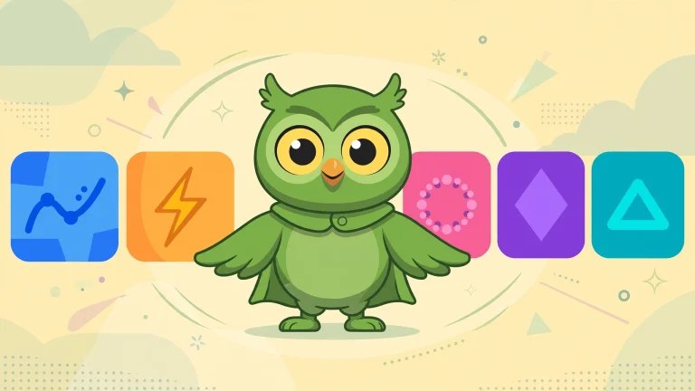 Green owl surrounded by colorful rival app icons — best Duolingo alternatives 2026