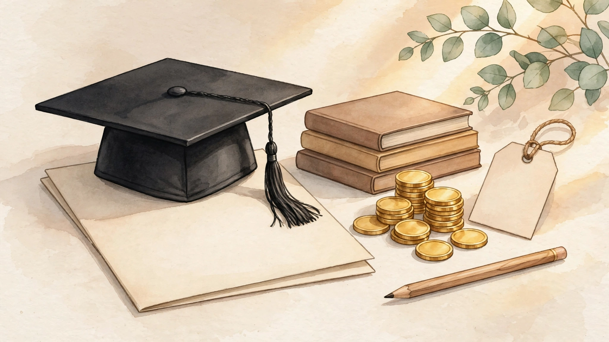 Graduation cap on a test score report with coins — Duolingo English Test fees 2026